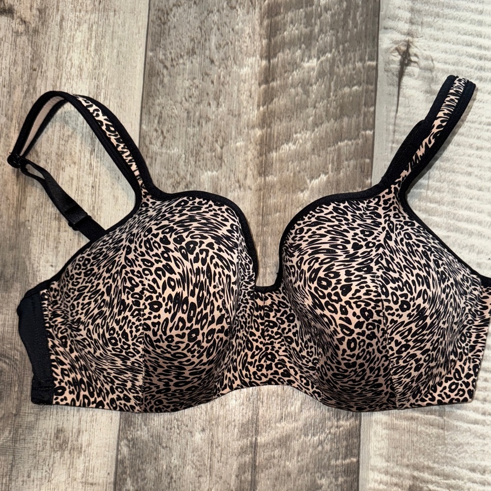 Olga Black and Tan Animal Print Bra-size 38DD